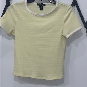 Forever 21 tight fit crop top yellow/white stripe